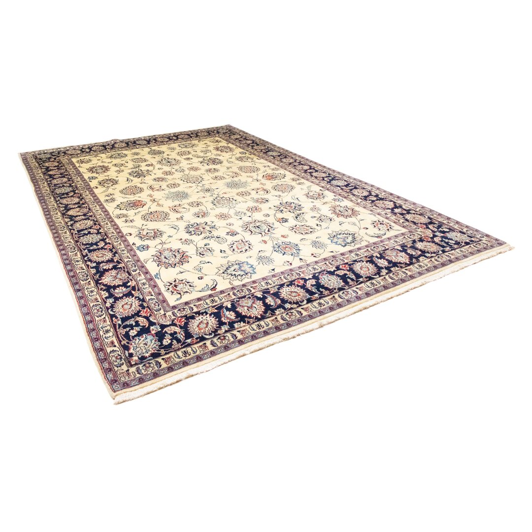 Handgefertigter Teppich Ty aus Wolle in Beige