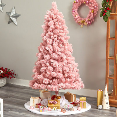 Arbre de Noël pin rose 7 pi avec 300 lumières DEL H 7 pi