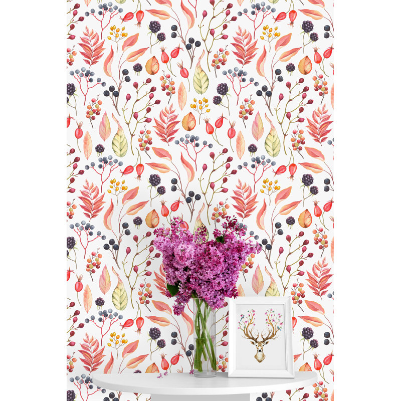Panneau de papier peint Rollin Wild Leaves, L 100 po x l 25 po