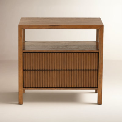 2-Drawer Reeded Nightstand