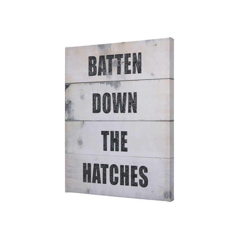 Batten Down The Hatches a Hand, H 25 po x l 20 po x P 1,5 po