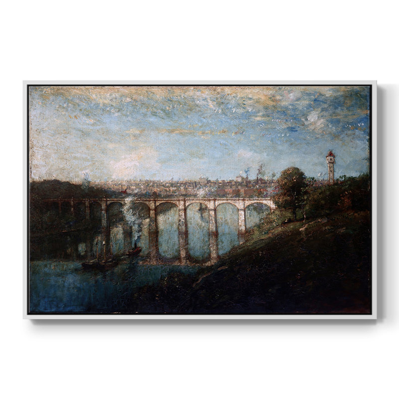 Paysage rétro - DXI, H 17 po x l 25 po x P 2 po, Toile encadrée flottée blanche