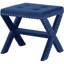 Banc d'appoint rembourré en velours avec garniture cloutée, banc de siège capitonné pour salon d'entrée, bleu-1600613544