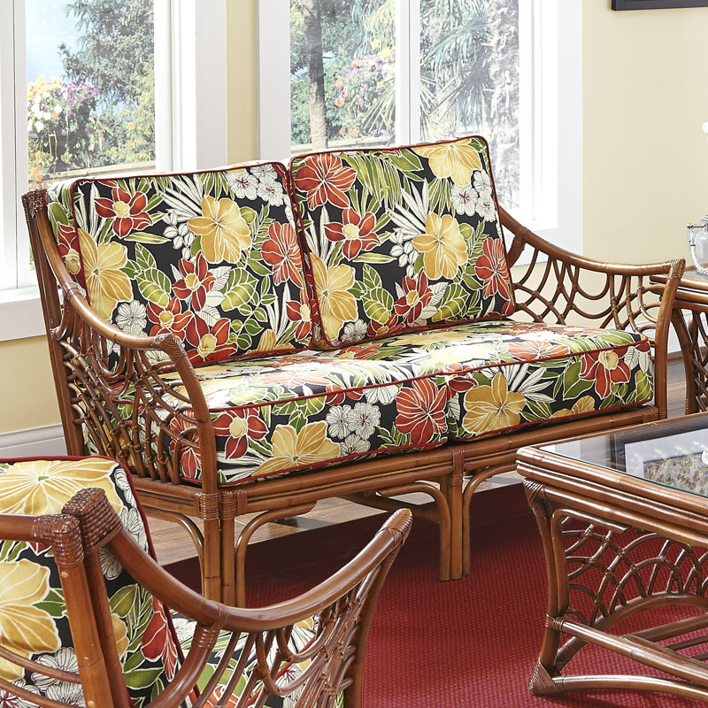 Rainey Upholstered 56.5'' Loveseat, Clemens Noir Red, Brown