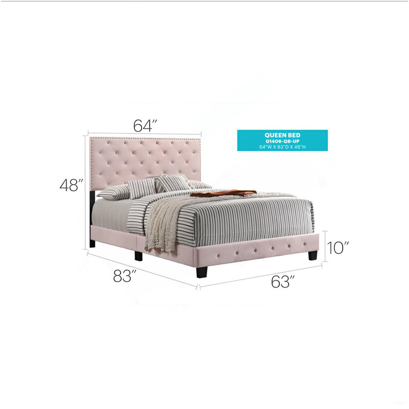 Charmant grand lit rose transitionnel stylé, Grand lit, Rose