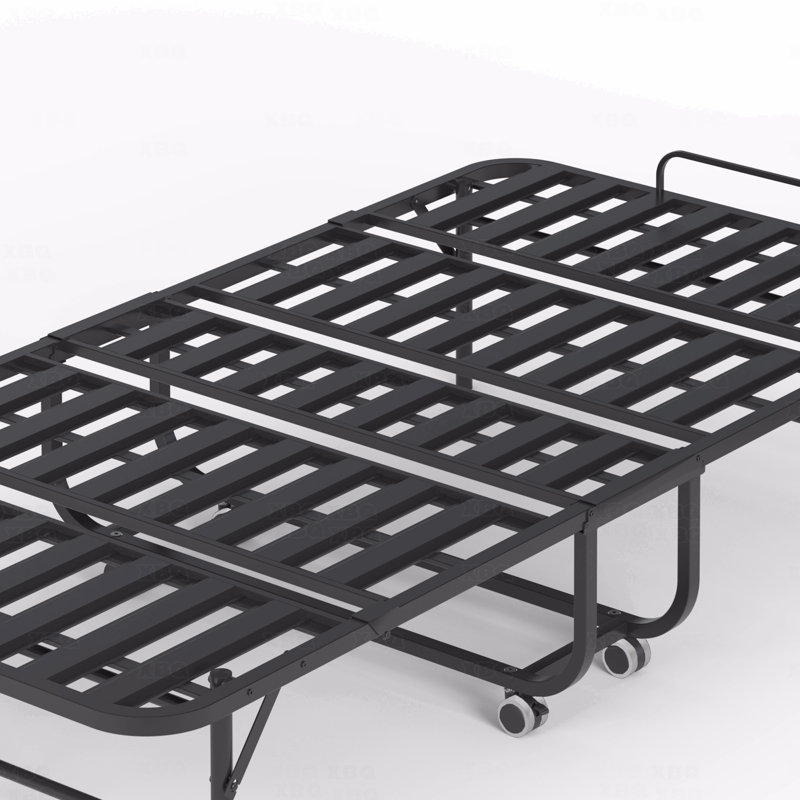Lit pliant de 75 po x 46 po de large avec tête de lit réglable, lit extra long escamotable pour les personnes de grande taille, matelas en mousse viscoélastique de 5 po, lit d'invité robuste sur roulettes, lit simple spacieux