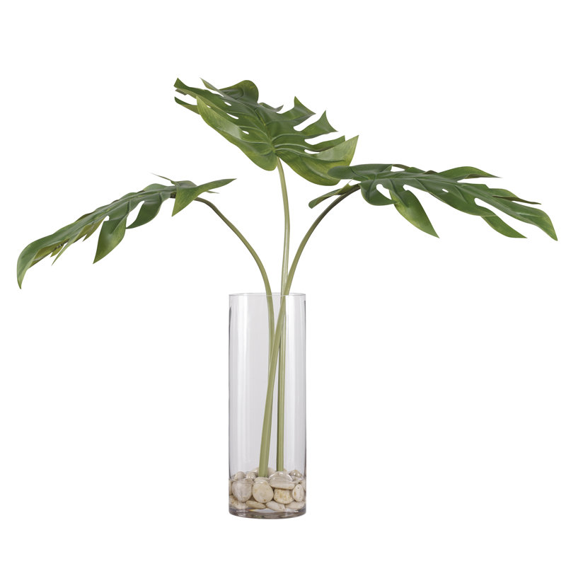 30'' Faux Palm Plant in Glass Vase