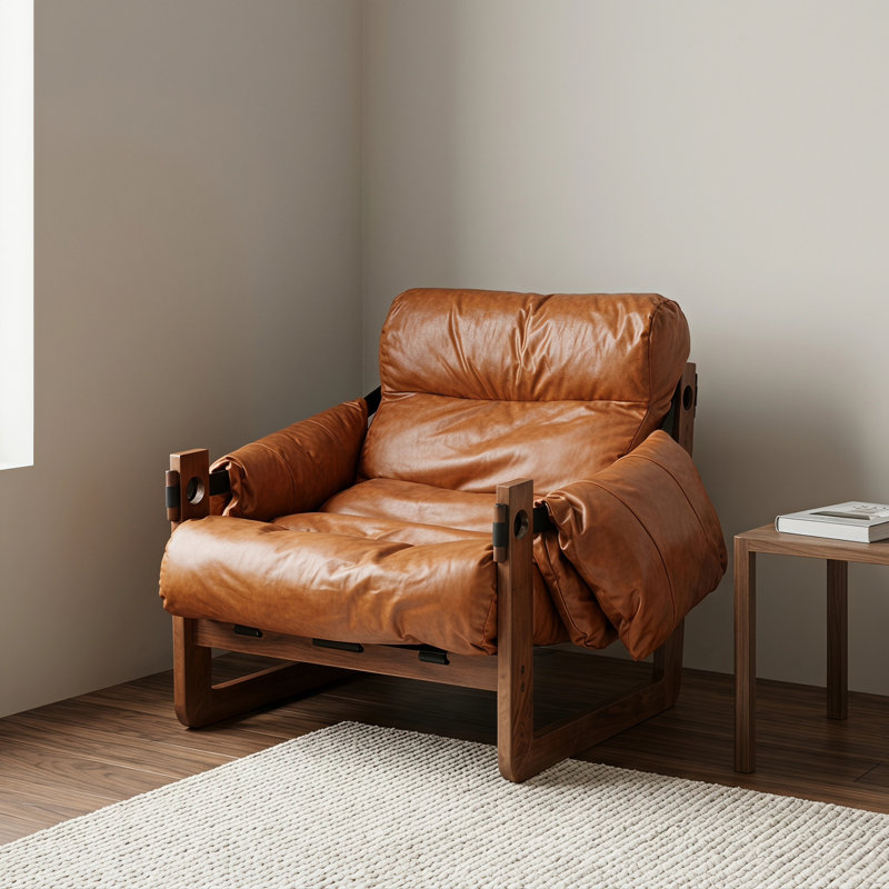 27.4" Wide Oil-Wax Leather Pushback Recliner with Soft Padding