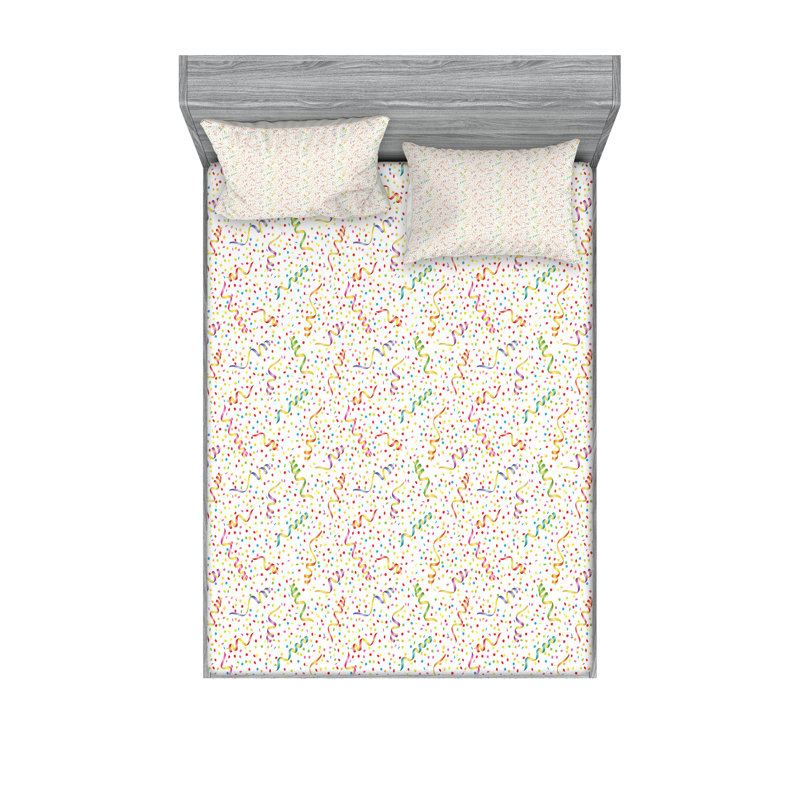 Multicolore drap-housse et coussin décoratif Ambesonne Birthday, Ensemble de draps pour très grand lit californien