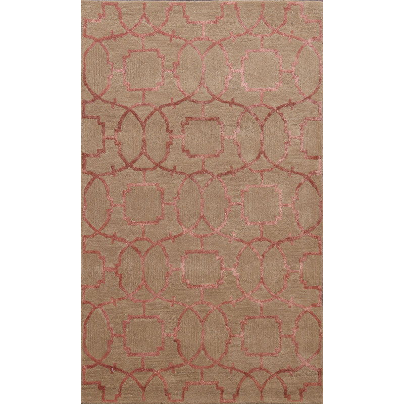 Tapis brun en laine / soie touffeté à la main Leoma
