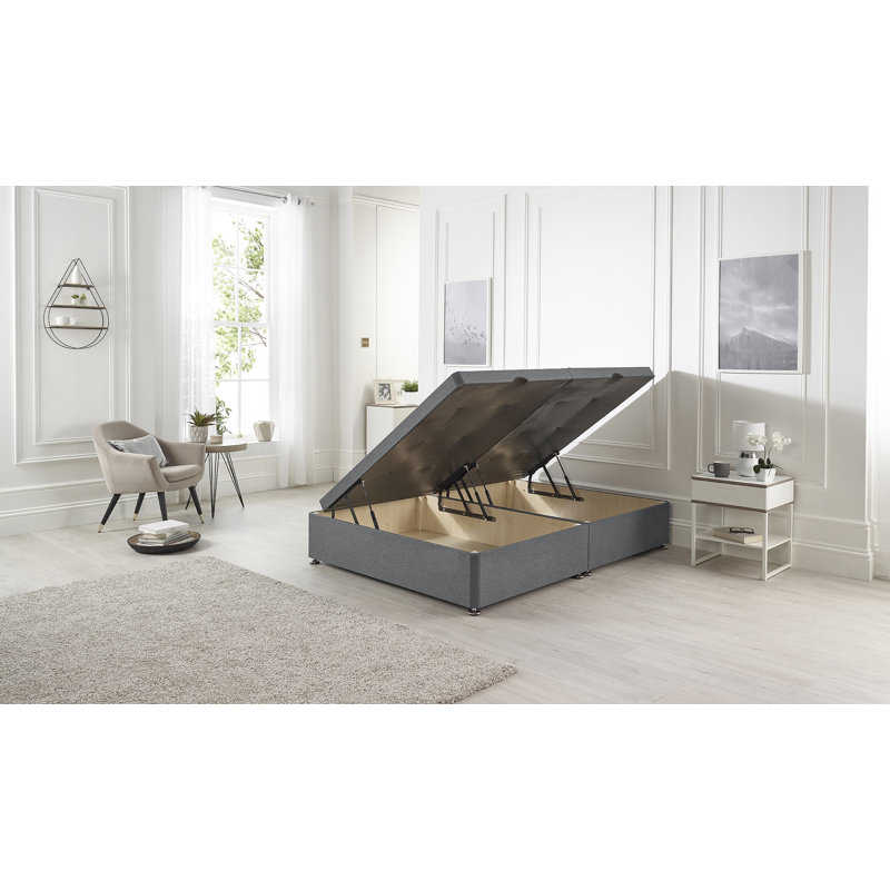 Etheral Side Opening Storage Ottoman Bed Base Hydraulic Lift Plush Velvet, Double (4'6), Charcoal