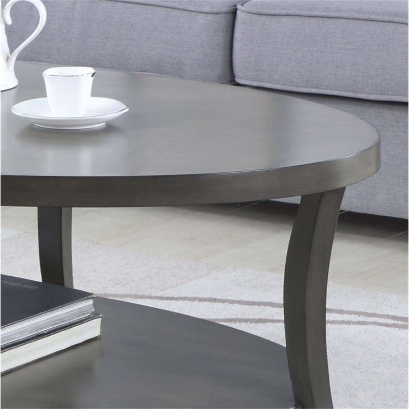 Perth Contemporary Oval Shelf Coffee Table, Grey