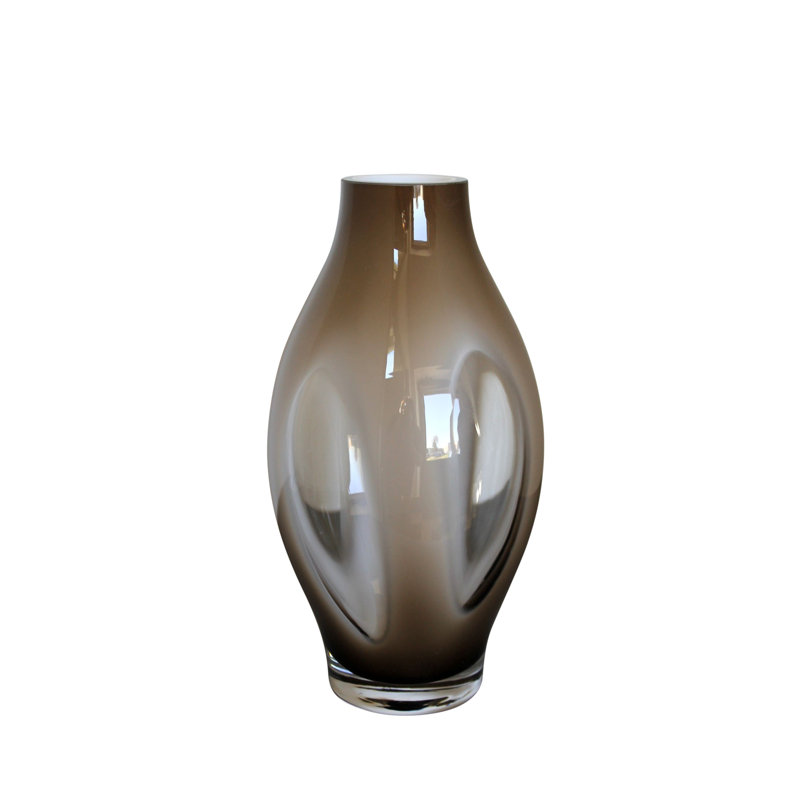 Woen Glass Table Vase, 12" H x 6.25" W x 6.25" D, Brown/Clear