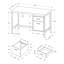 Bureau d'ordinateur contemporain de 48 po avec stratifié blanc et métal gris, idéal pour le travail, le bureau, l'ordinateur portable, le rangement