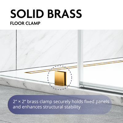 EV 24D Series 29in. - 40in. W x 72in. Frameless Wall Hinged Glass Shower Door | 1 Inches Width Adjustment for Each Size | 3/8 in. (10mm) Thickness Tempered Clear Glass | Adjustment Uneven Walls  
