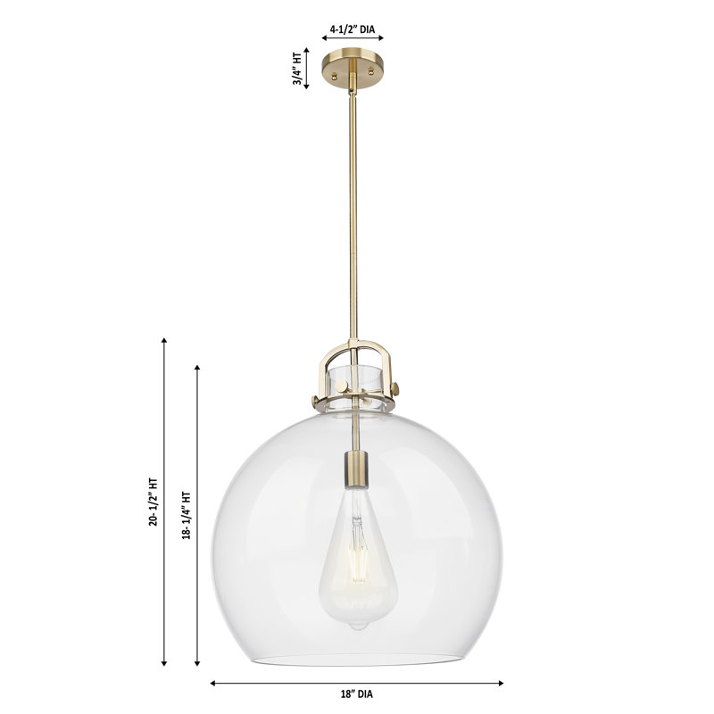 Luminaire suspendu à tige 1 lumière 18 "Sligo, H 20,5 po x l 18 po x P 18 po, Grainé, Bronze champagne