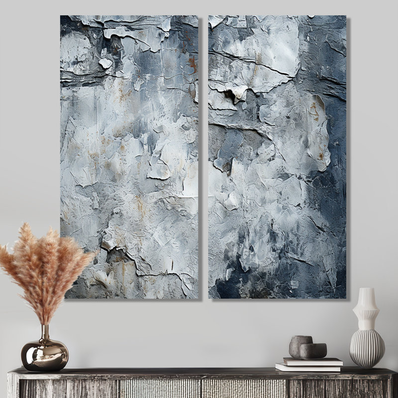 Surface lunaire abstraite grise I - art mural gris 2 pièces, H 40 po x l 40 po, Toile tendue, Ne s’applique pas