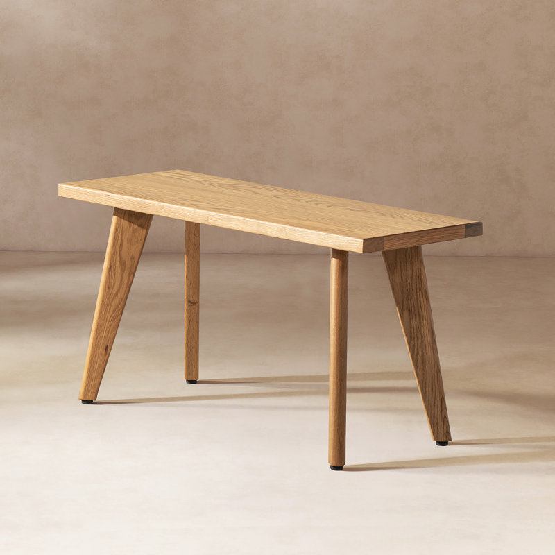 Hawley 35.5" Solid Red Oak Wood Bench, 18.5" H x 35.5" W x 14" D, Natural Brown
