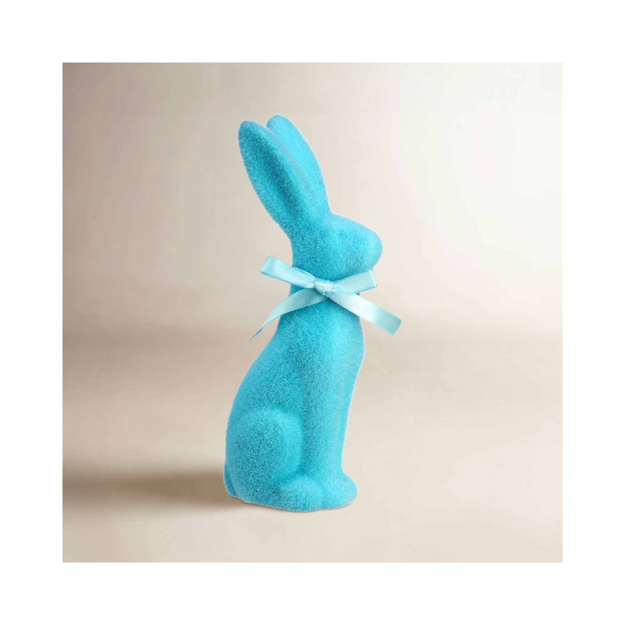 Terracotta Flocked Bunny 9.25", Blue