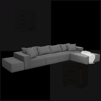 Sectional Sofas | 132" Modern L-Shaped Modular Sofa for Living Room Bedroom, with 6 Pillows | Chenille