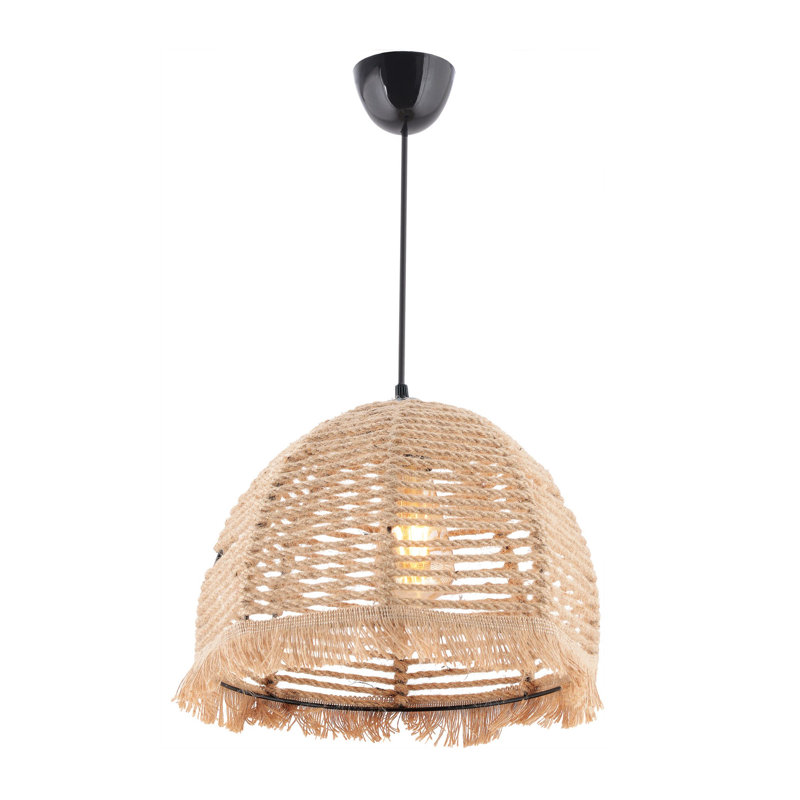 Elegant Cream Chandelier with Metal Body, 11.8 x 11.8 x 8.3 inches | Adjustable Cable, E27 Socket (Max 40W) | CE Certified, Stylish Jute Cap | Perfect for Dining Room, Living Room & Entryway Decor