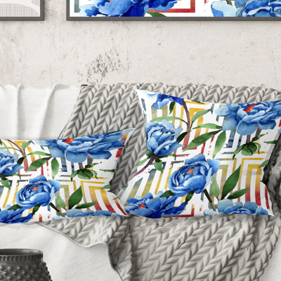 Coussin décoratif rétro imprimé botanique I - Mid-Century