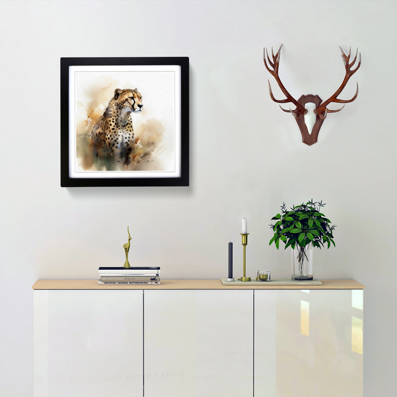 Cheetah Gestural Art - Framed Print, Black