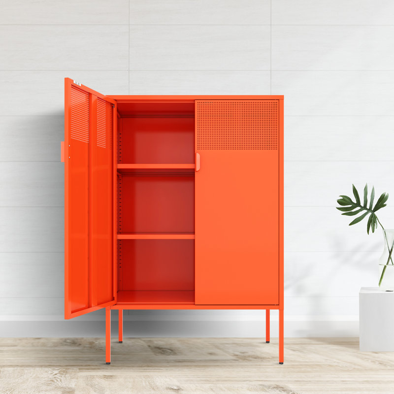 Lashondra 32'' Wide 2 - Shelf Storage Cabinet, Orange