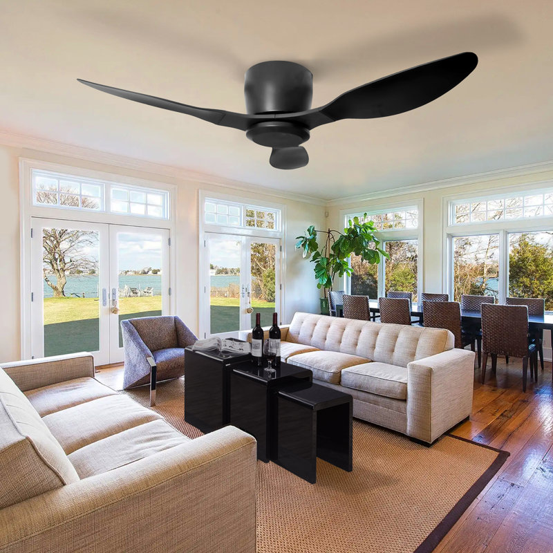 42 In. 3 - Blade Ceiling Fan with Remote, 6-Speed, Reversible DC Motor, Matte Black