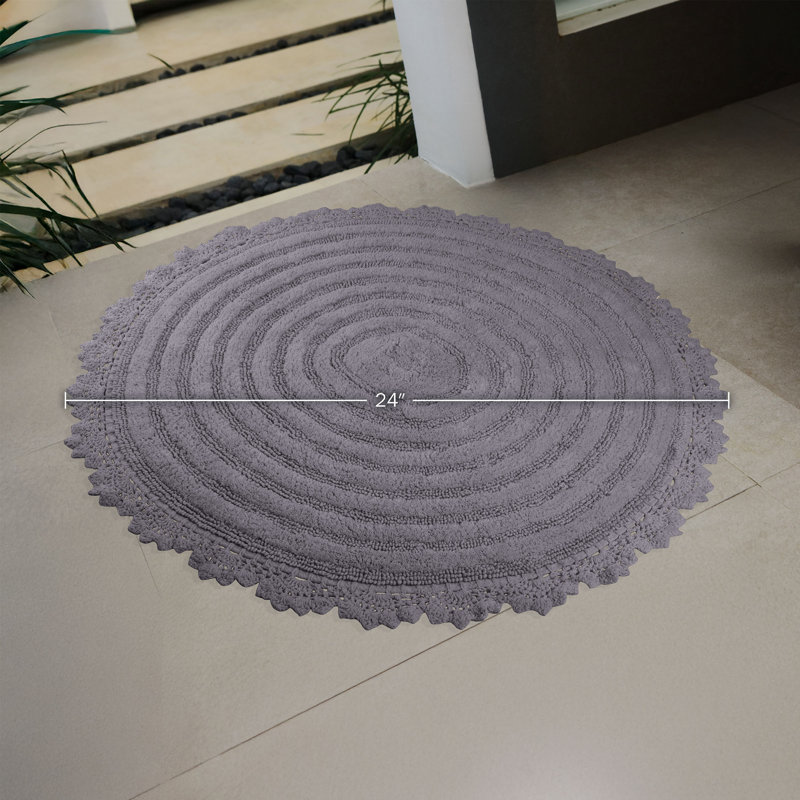 Bathroom Rugs - 2-Piece Cotton Bath Mat Set - Non Slip Rugs For Shower, Tub, Toilet, Or Vanity - Machine Washable Bathroom Runner (Charcoal)