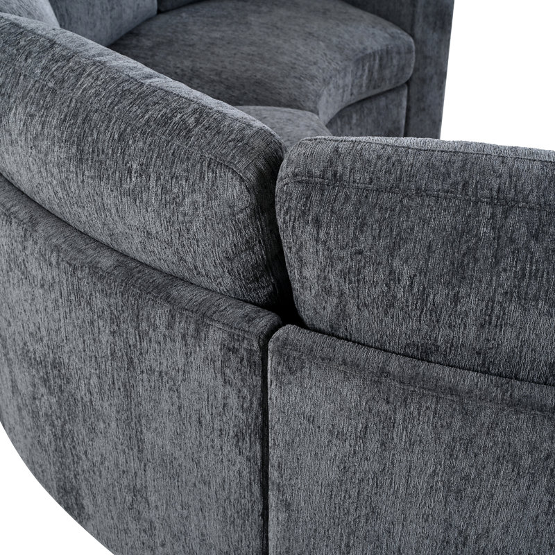 Canapé modulaire courbé modulaire, 2 ensembles de canapés semi-circulaires en chenille à 3 places, canapé rond moderne à assise profonde avec revêtement doux, canapé contemporain pour salon et appartement