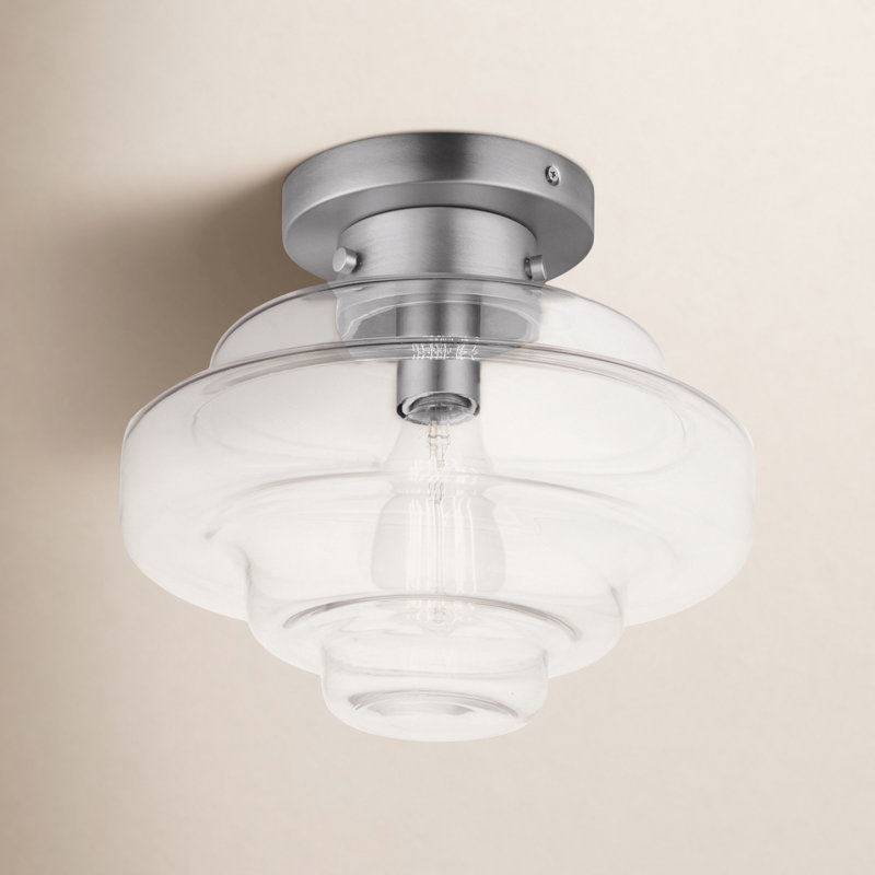 Hopson Glass Flush Mount, Satin Nickel
