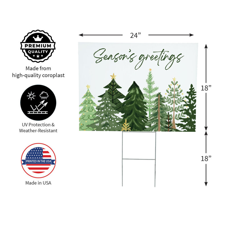 Enseigne de jardin Coroplast Shades of Green «Season's Greetings», 24 po x 18 po