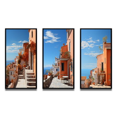 «Italy Terracotta Tones Fontanas VI», 3 pièces sur toile