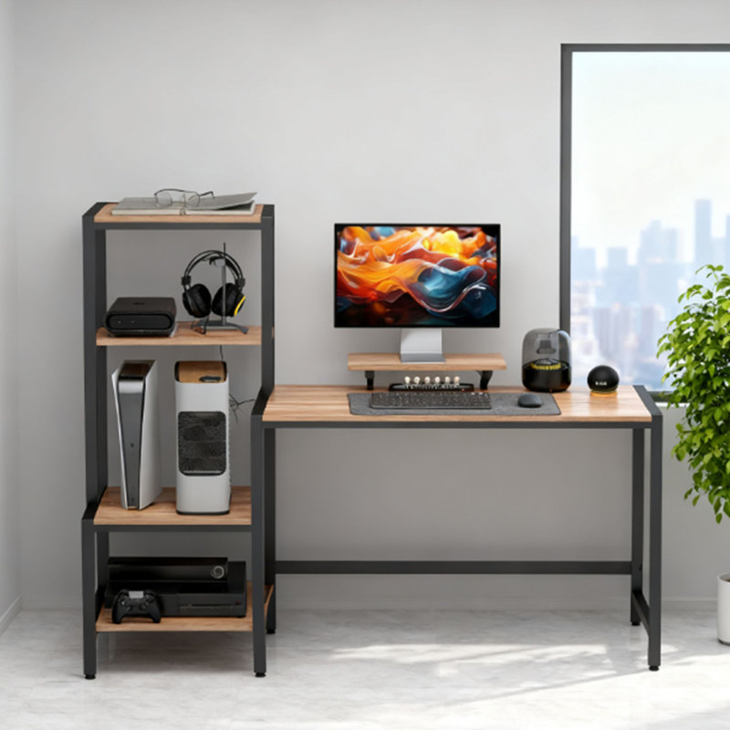 Bureau CPU avec support pour moniteur, bureau d'ordinateur, 49.2" H x 66.9" W x 18.9" D