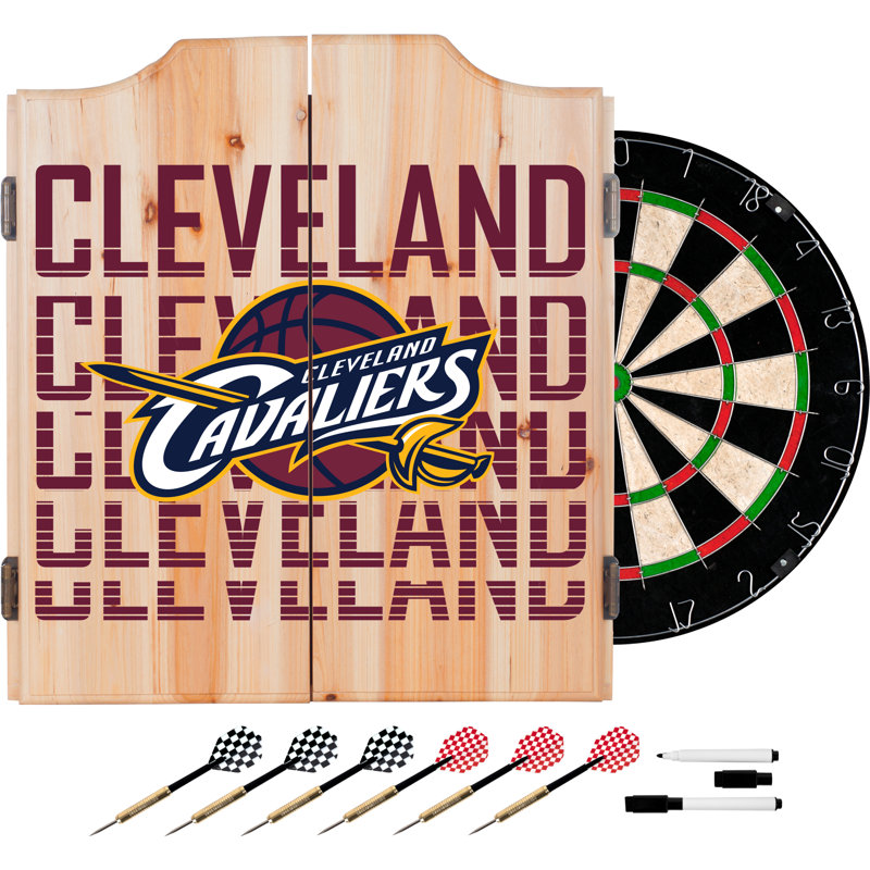 NBA Trademark Global Bristle Dartboard And Cabinet Set (Darts Included), Cleveland Cavaliers
