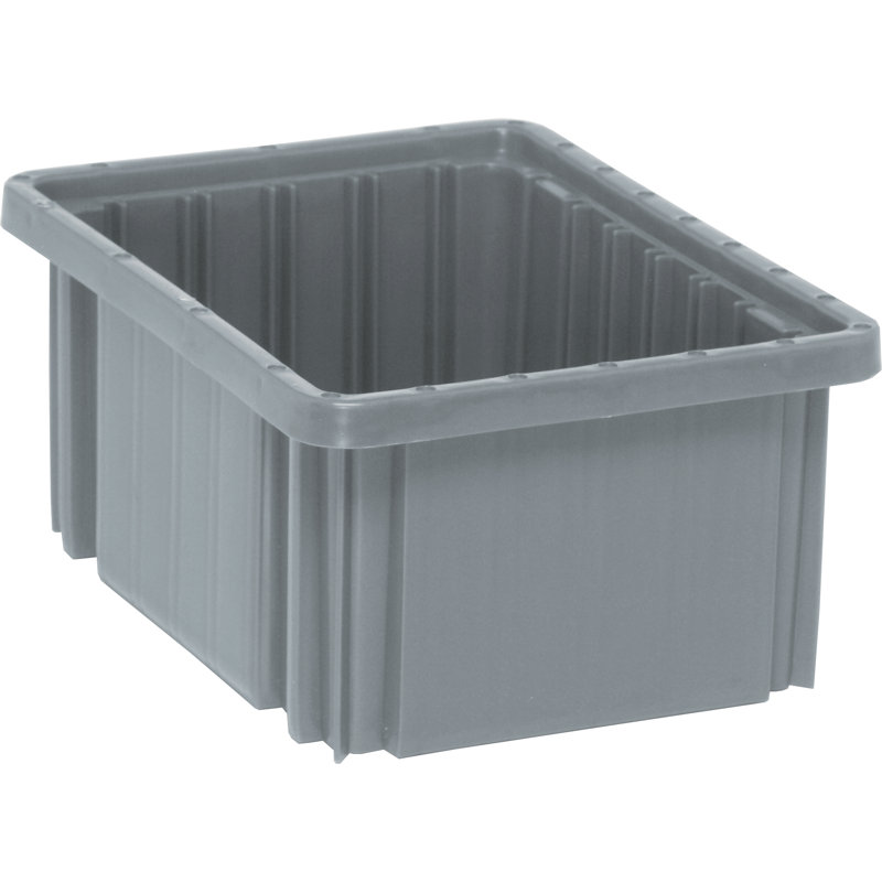 Contenant à grille divisable, L 11-7 / 8 po x l 8-1 / 4 po x H 2-1 / 2 po, boîte de 20, Gris