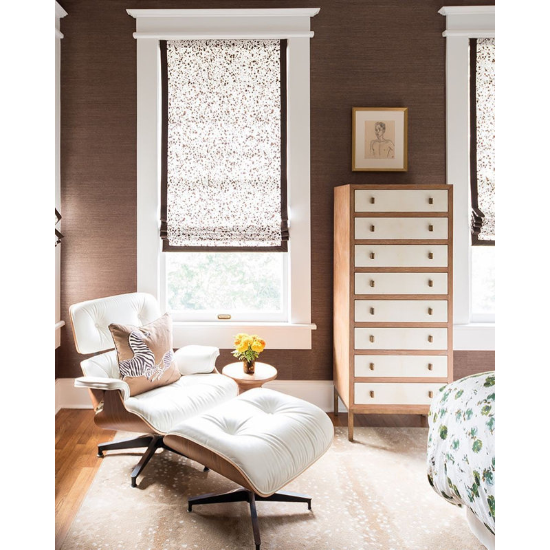 Tissu 100% coton Hinson, Brun sur blanc