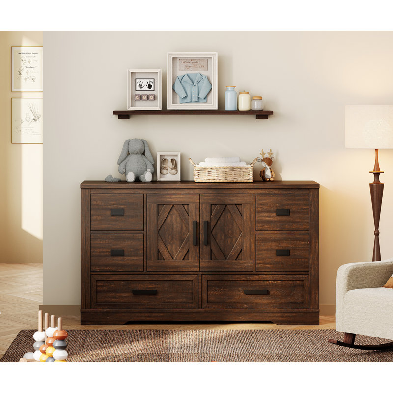Armoire d'appoint Glenford Modern Farmhouse, Brun