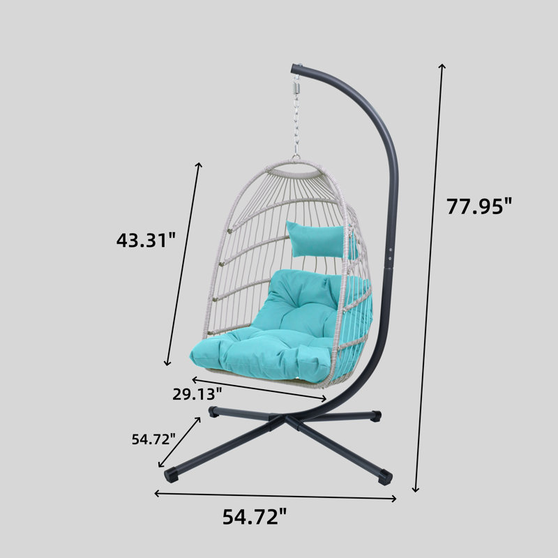 Fauteuil suspendu d'extérieur avec support, Bleu