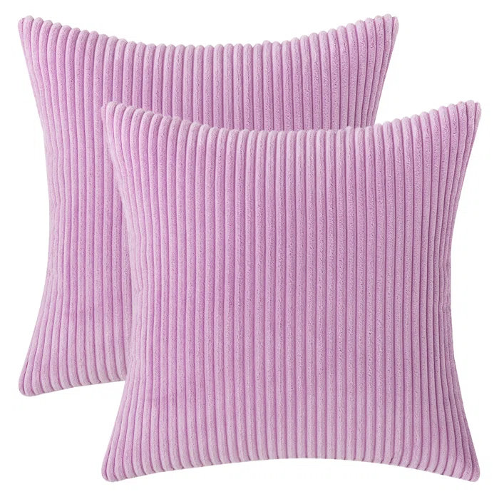Coussin en velours côtelé réversible, Mauve clair