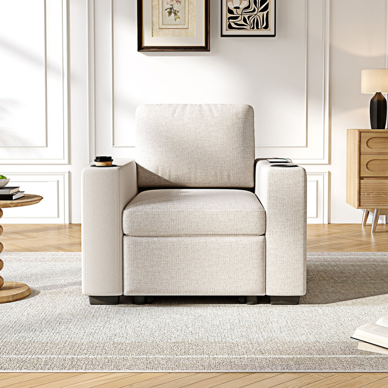 Fauteuil-lit simple escamotable, Beige