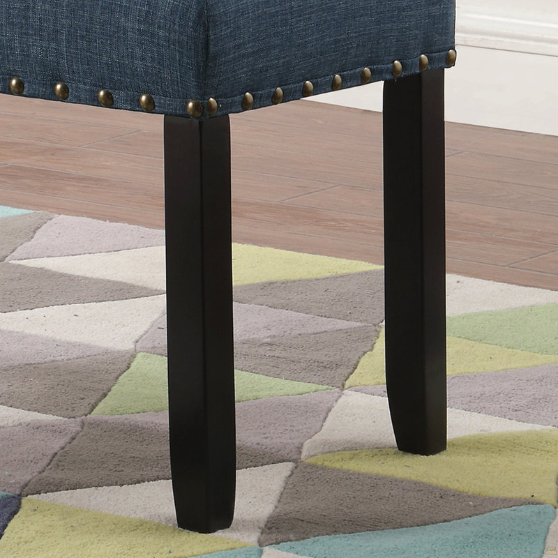 Biony Fabric Dining Bench With Nailhead Trim, Blue, Blue