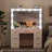 White Makeup Vanity Desk with Lighted Mirror,Sliding 2 Storage Wall-Mounted Jewelry for Bedroom