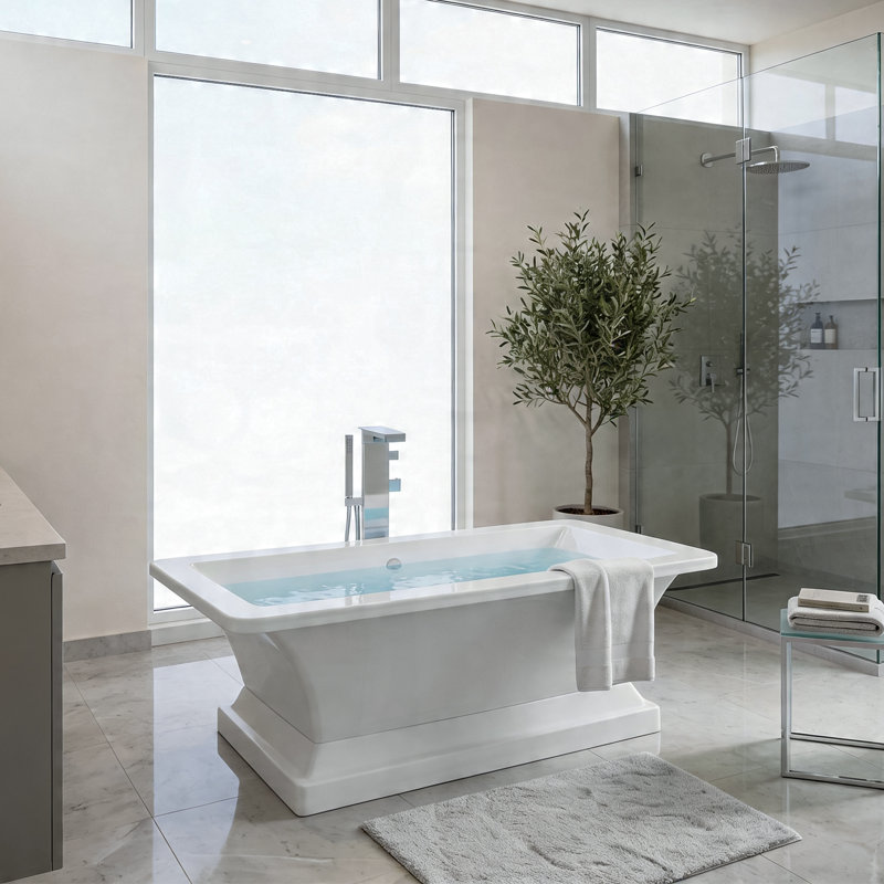 67" x 30" Freestanding Acrylic Bathtub Solid Surface Deep Soaking Tubs