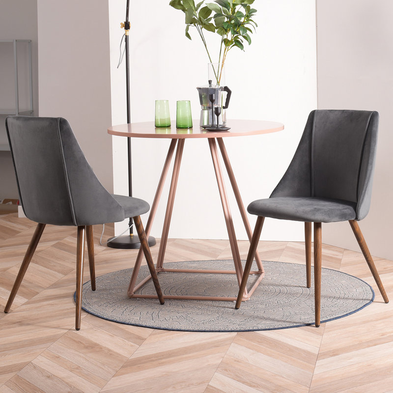 Tyrell 47cm H Velvet Upholstered Side Chair, Grey