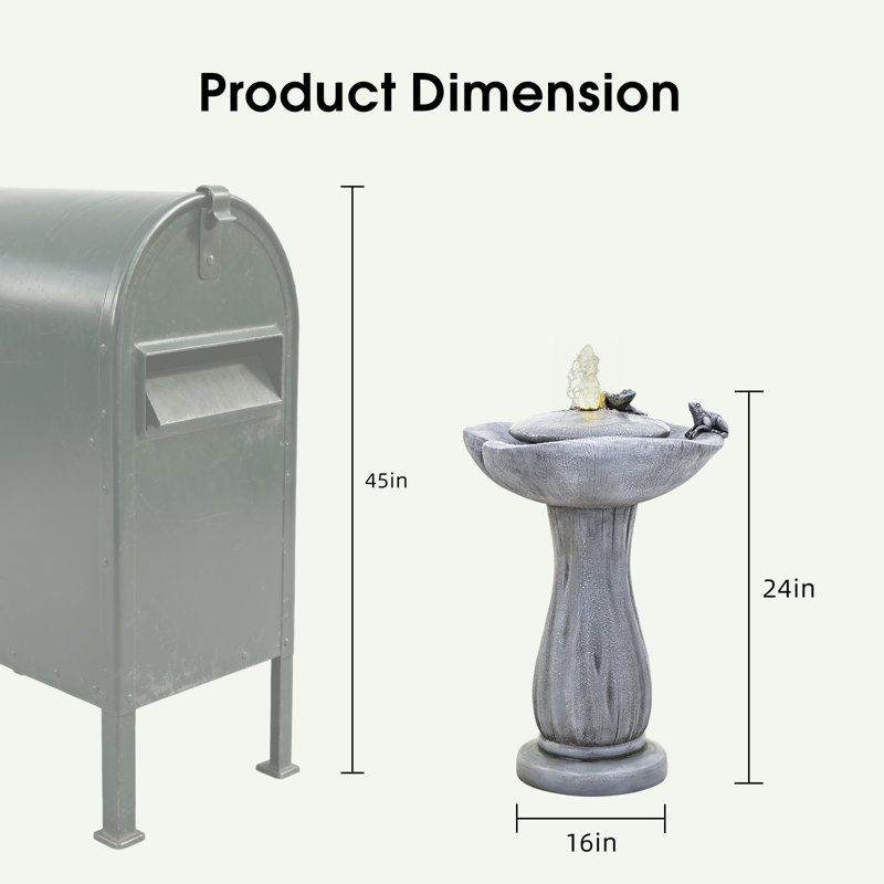Fontaine d'eau 24 po avec bain d'oiseaux