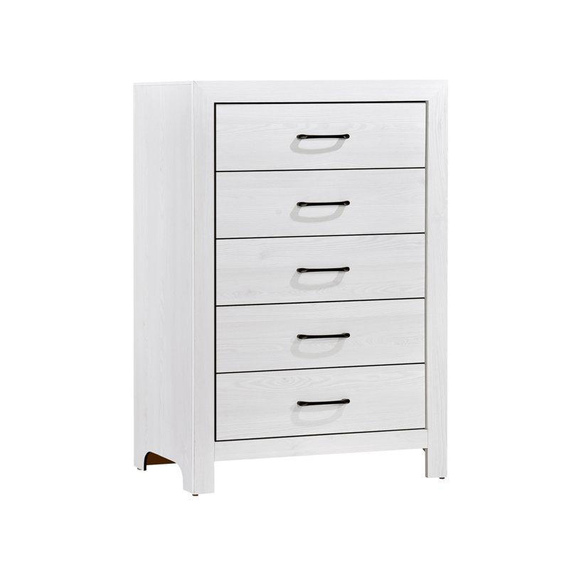 Commode 5 tiroirs Thales, Blanc
