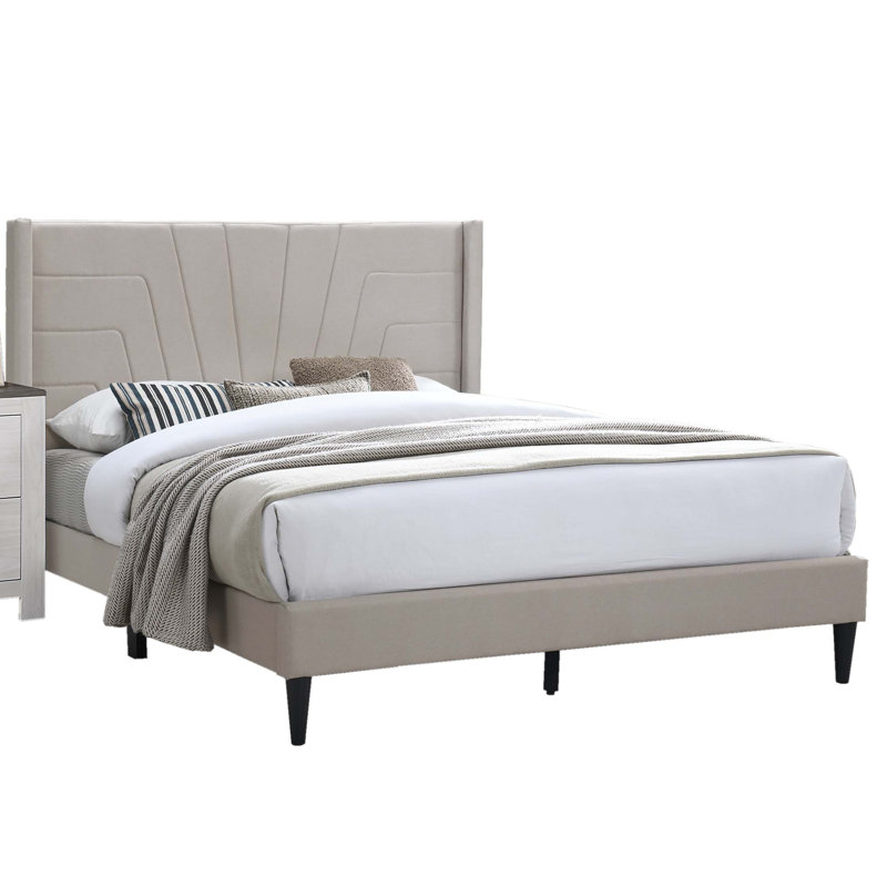 Base de lit tapissier de lit de chambre à coucher grand lit en tissu brun clair clair, Marron clair