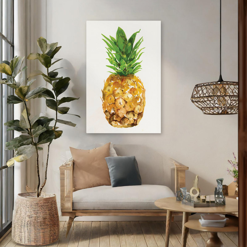 Ananas I, peinture de cuisine contemporaine, H 48 po x l 32 po